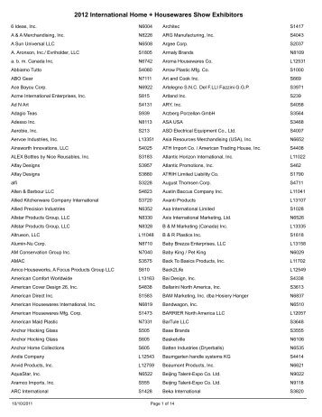 2012 International Home + Housewares Show Exhibitors