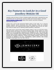 Key Features to Look for in a Good Jewellery Website UK