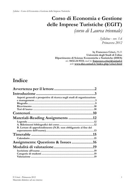 Egit Corso Di Laurea Triennale Syllabus Ver 1 6 Primavera 2012
