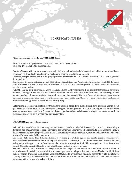 Comunicato verde Valsecchi:Layout 1 - Bruna Biagioni ...