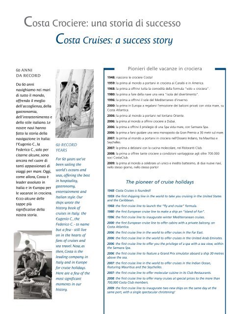 COSTA CRUISES - Port Shopping & Advertising