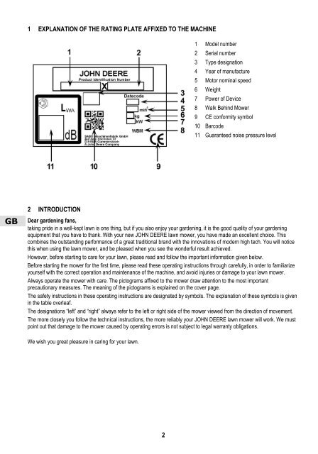 kopie - copia - cópia  - Operator's Manual - John Deere