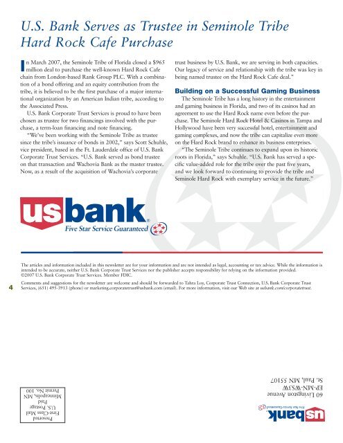 Corporate Trust Connection - U.S. Bank