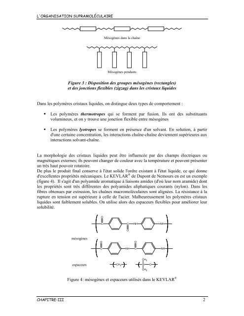 L'ORGANISATION SUPRAMOLECULAIRE - Orgapolym