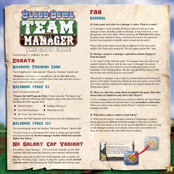 FAQ for Blood Bowl: Team Manager - Fantasy Flight Games