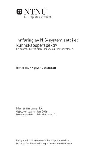 Innføring av Nis-system sett i et kunnskapsperspektiv - DAIM - NTNU