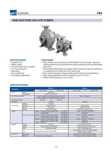 END SUCTION VOLUTE PUMPS - Ebara