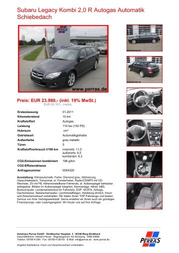 Preis: EUR 23.980,- (inkl. 19% MwSt.) - Autohaus Perras