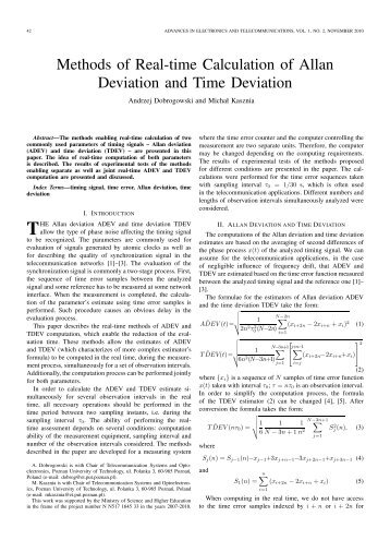 Methods of Real-time Calculation of Allan Deviation and Time ...