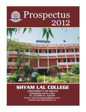 Shyamlal Prospectus 2012-13 - Shyam Lal College - University of ...