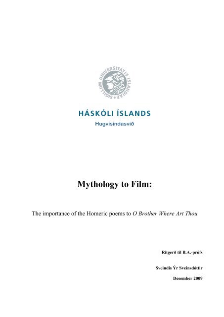 HÃ¡skÃ³li Ãslands HugvÃ­sindasviÄŸ Enska Mythology to Film - Skemman