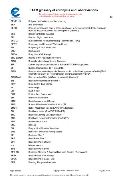 EATM glossary of acronyms and abbreviations     2 3 4 5 9 A