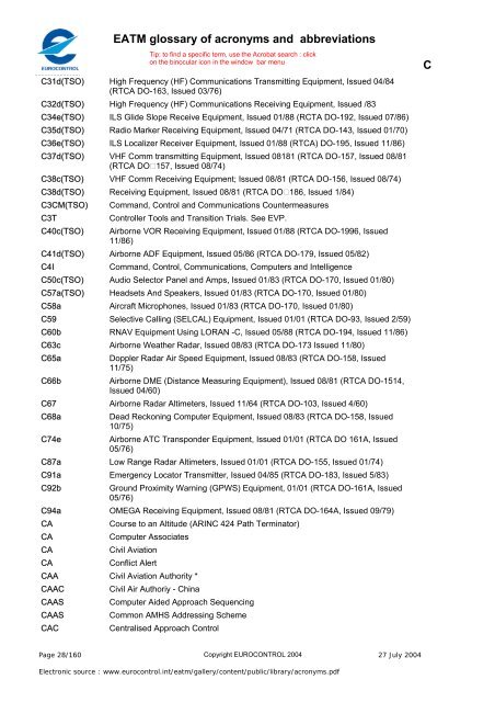 EATM glossary of acronyms and abbreviations     2 3 4 5 9 A