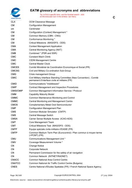 EATM glossary of acronyms and abbreviations     2 3 4 5 9 A