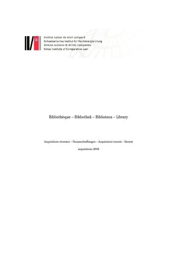 2009 - Institut Suisse de droit comparé - ISDC