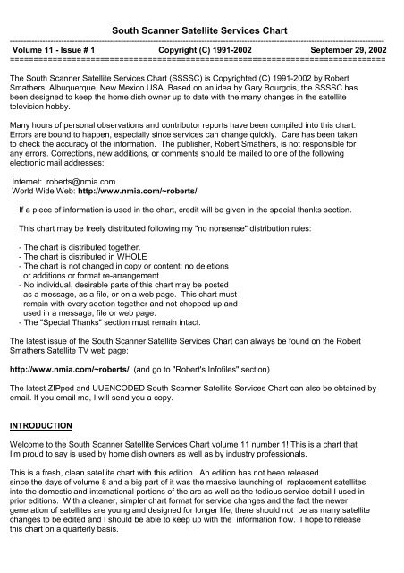 South Scanner Satellite Services Chart