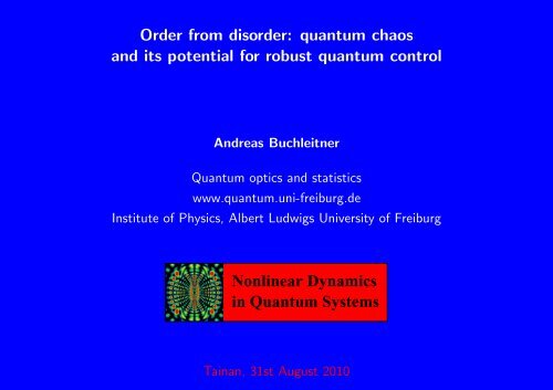 quantum chaos and its potential for robust quantum control in ...