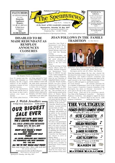 View a complete pdf version of this Issue 91, 26th ... - Spennynews