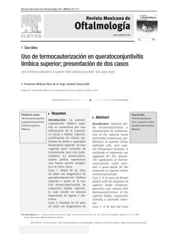 Uso de termocauterización en queratoconjuntivitis límbica superior ...