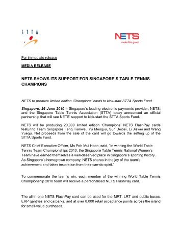 NETS Shows Its Supoprt For Singapore Table Tennis ... - STTA