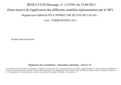 Listing FFE - ComitÃ© RÃ©gional d'Equitation Nord Pas de Calais