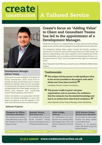 Create's Focus On 'Adding Value' - Create Construction Limited