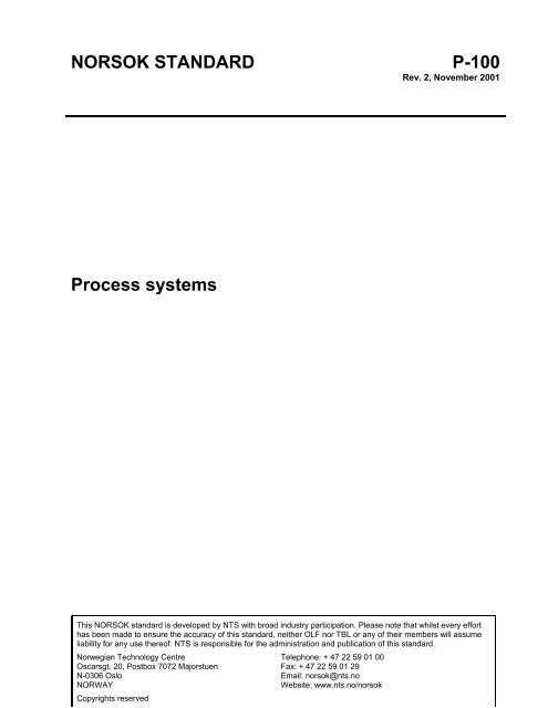 NORSOK STANDARD P-100 Process systems