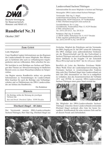 Rundbrief Nr. 31 - DWA Landesverband Sachsen/Thüringen