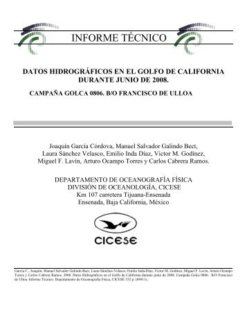 INFORME TÃCNICO - Departamento de OceanografÃ­a FÃ­sica, Cicese