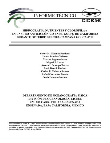 INFORME TÃCNICO - Departamento de OceanografÃ­a FÃ­sica, Cicese