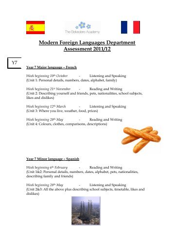 MFL Assessments 2011-12.pdf - The Belvedere Academy