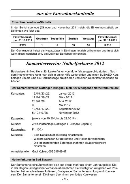 Mitteilungsblatt Nr. 1, 2012 - Gemeinde Döttingen