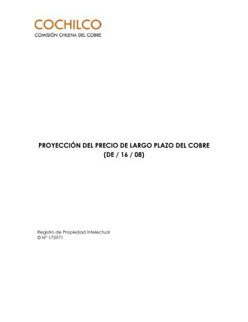 PROYECCIÓN DEL PRECIO DE LARGO PLAZO DEL COBRE (DE / 16 / 08)