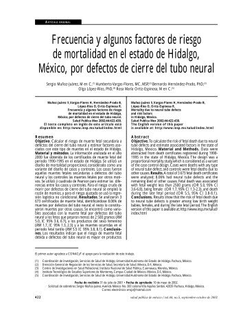 Frecuencia y algunos factores de riesgo de mortalidad en el estado ...