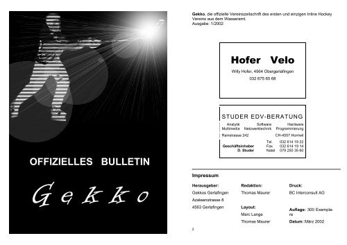 OFFIZIELLES BULLETIN Hofer Velo - Gekkos Gerlafingen