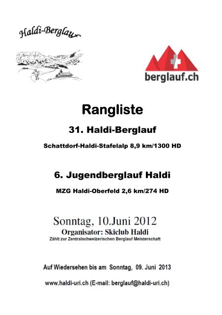 Rangliste 31. Haldi-berglauf 1 - Luftseilbahn Haldi, Schattdorf