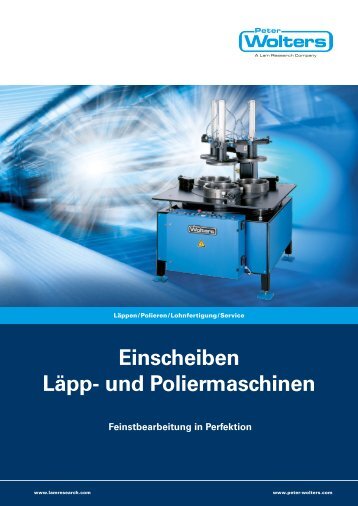 Einscheiben Läpp- und Poliermaschinen - Peter Wolters AG