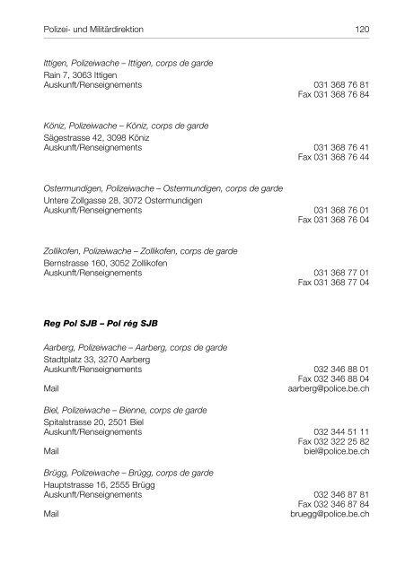 Polizei- und Militärdirektion (POM) Organigramm - Kanton Bern