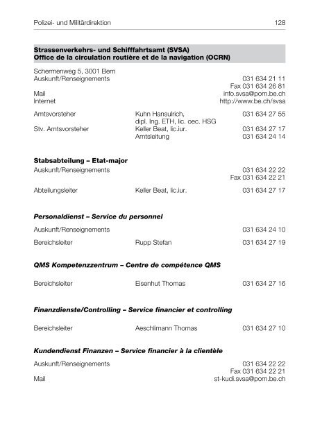 Polizei- und Militärdirektion (POM) Organigramm - Kanton Bern