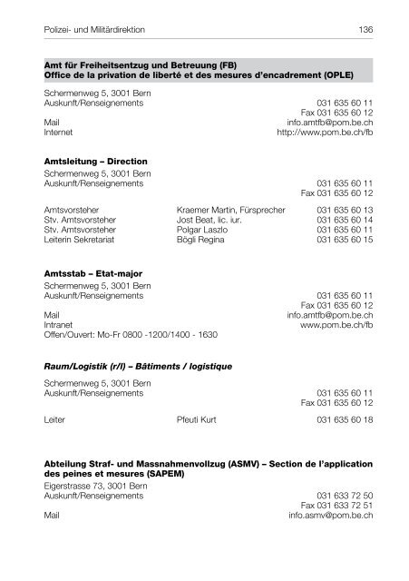 Polizei- und Militärdirektion (POM) Organigramm - Kanton Bern