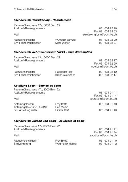 Polizei- und Militärdirektion (POM) Organigramm - Kanton Bern