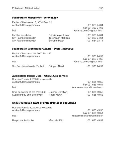 Polizei- und Militärdirektion (POM) Organigramm - Kanton Bern