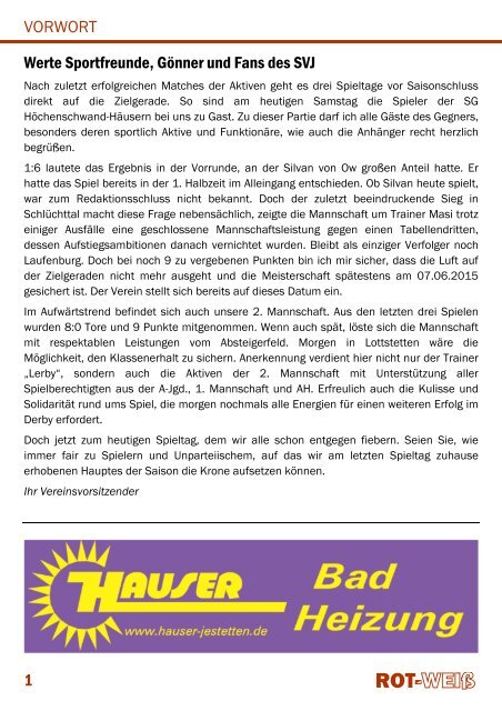 RotWeiss Ausgabe 12 Saison 2014/15