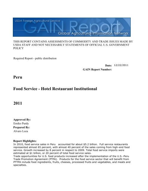 2011 Food Service - Hotel Restaurant Institutional ... - Globaltrade.net