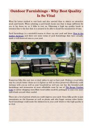 Outdoor Furnishings ­ Why Best Quality Is So Vital