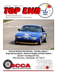 TOP END - Finger Lakes Region, SCCA