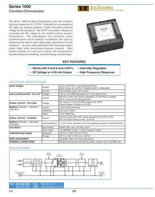 Series 1000 Oscillator/Demodulator (PDF) - Trans-Tek, Inc.