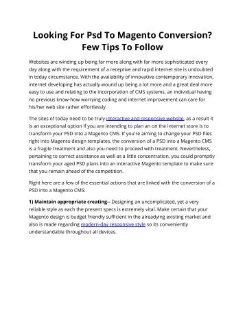 Looking For Psd To Magento Conversion? Few Tips To Follow