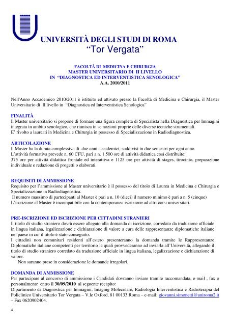 Bando a.a. 2010-2011 - FacoltÃ  di Medicina e Chirurgia - UniversitÃ  ...