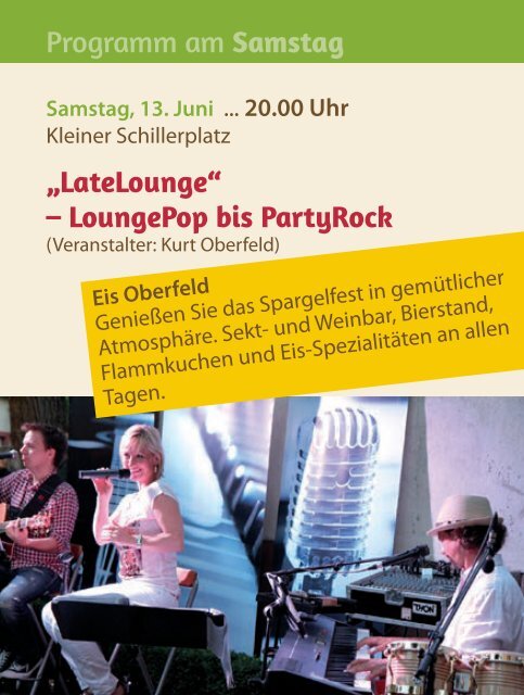 Programm am Samstag „LateLounge“ – LoungePop bis PartyRock